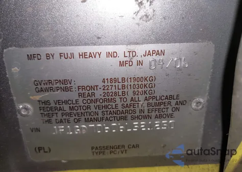 2006 Subaru Impreza Wrx Sti z USA, uszkodzony, nr VIN JF1GD70606L521250